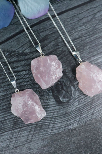 Raw Rose Quartz Necklace